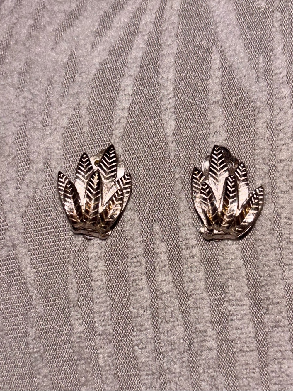 Silver-Tone Leaf Cluster Clip-On Earrings